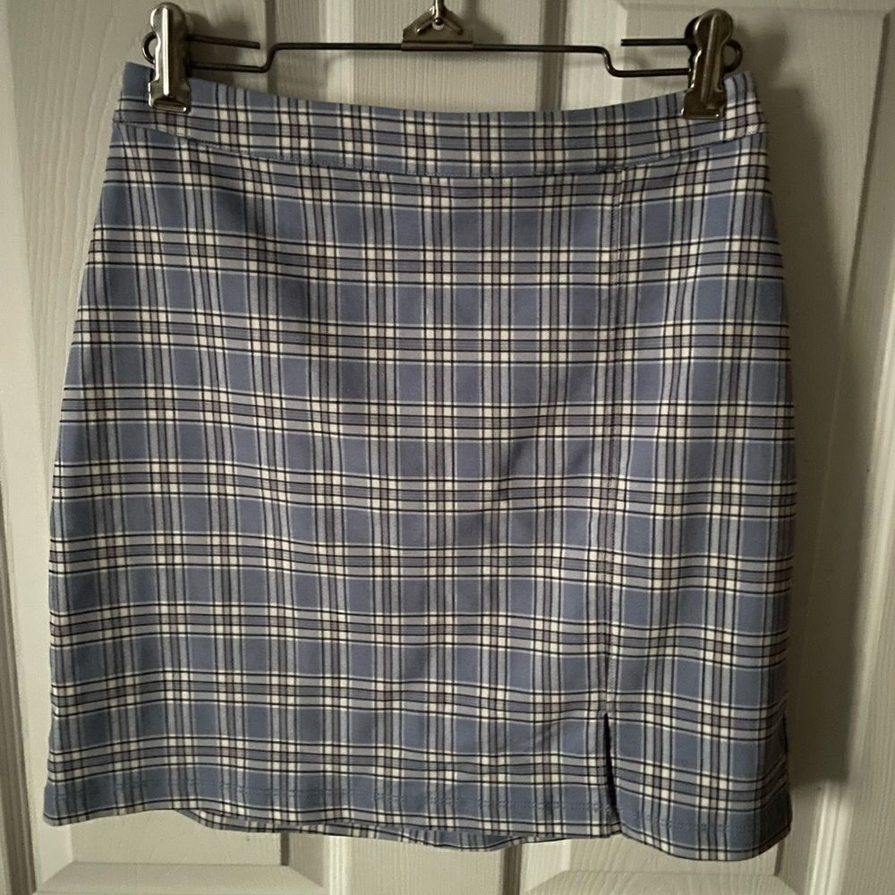 🆕Hollister blue plaid hi rise mini skirt size small